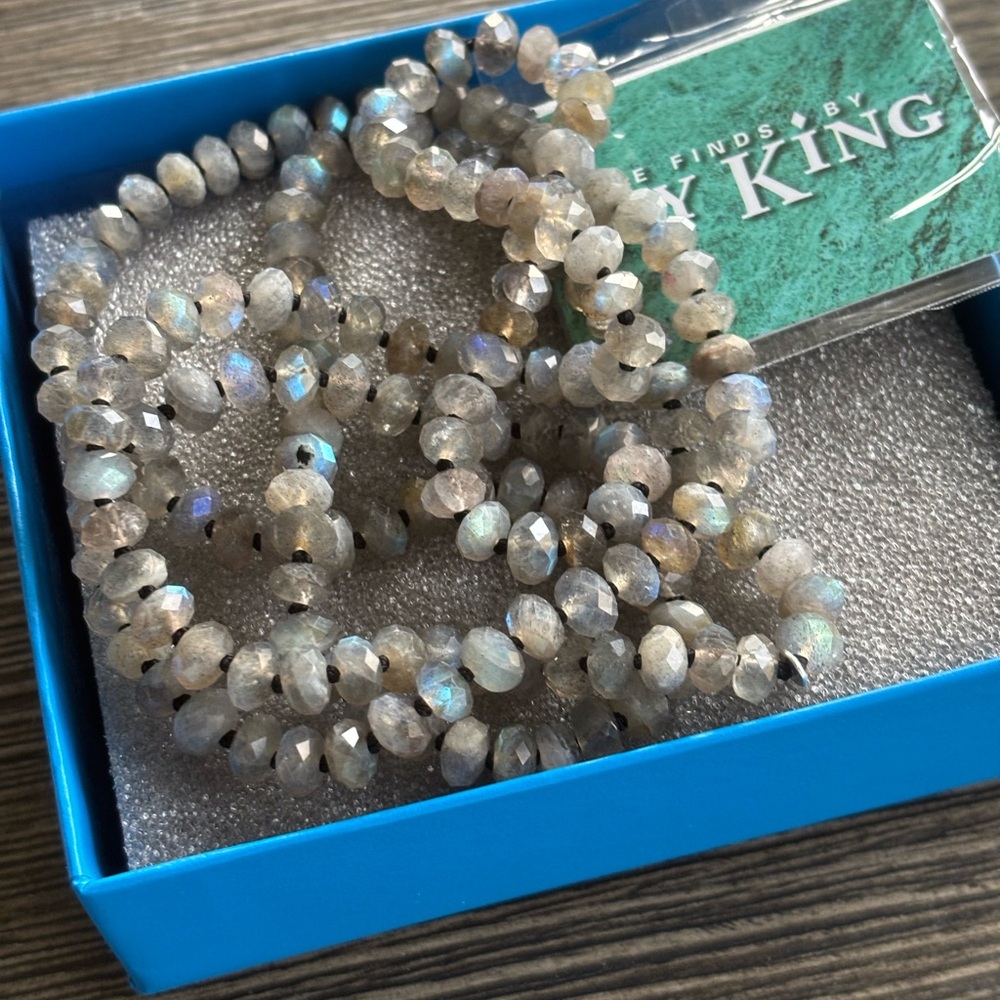 Jay King DTR Labradorite Beaded Necklace 36” Continuous Strand 925 Sterling
